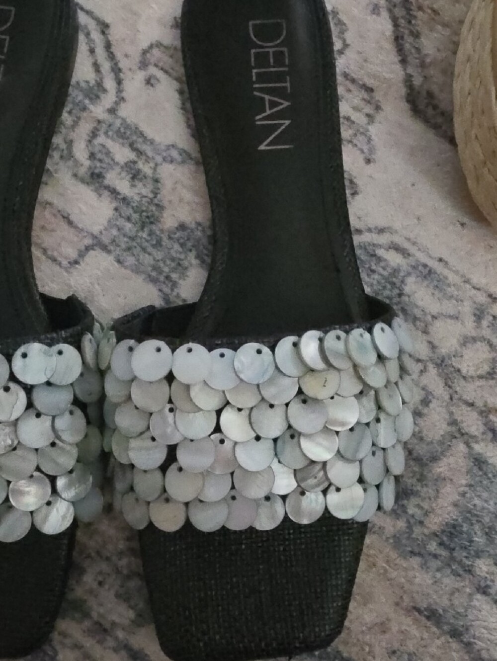 New Deltan Womens Size 9.5  Black Shell Slides Sandals. - Picture 3 of 6